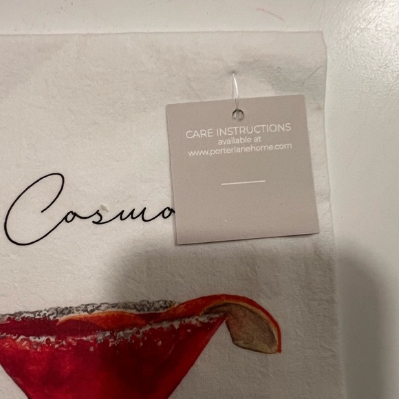 Tea Towel Porter Lane Home Cosmopolitan Recipe White Pink handcrafted home decor - Picture 4 of 6